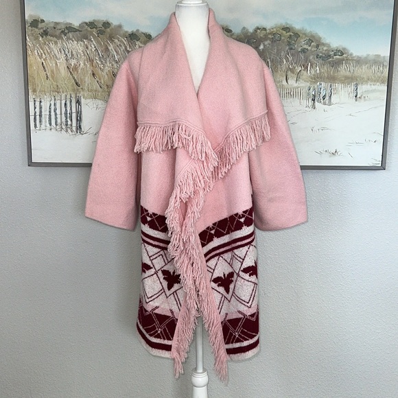 G.I.L.l. Jacquard Blanket Cardigan Sweater in Blush Pink | Size XS/S - Picture 9 of 9